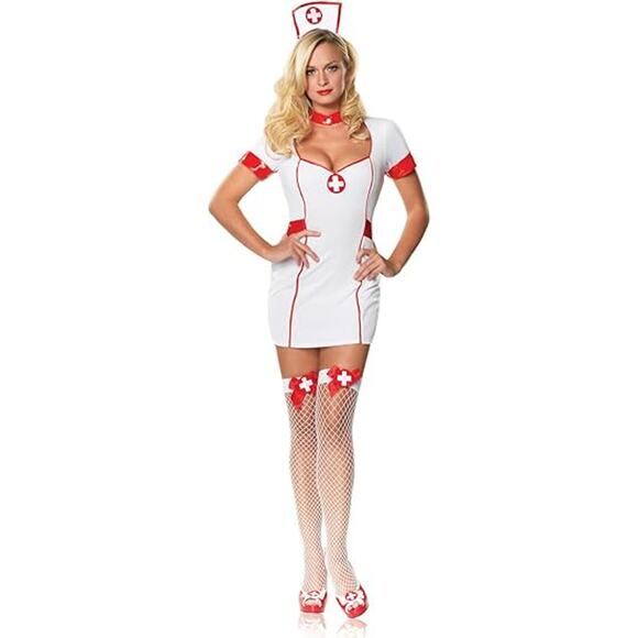 RG Costumes Other - Sexy Adult Nurse Costume – Hot Aid White Zipper Dress & Nurse Cap,  Medium 6-8